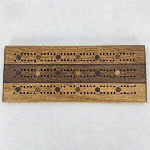 Handcrafted Inlaid Wood Cribbage Board 3 Tracks Solid Wood Elegant Smooth 11"